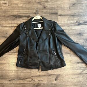 Vegan Leather Moto Jacket - Gap - Worn Once